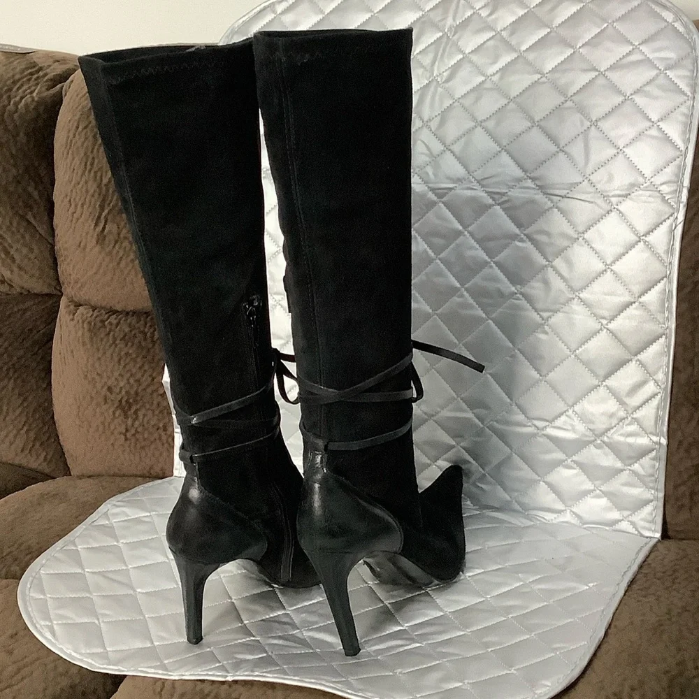 Charles David Black suede Heeled Boots, Size 7.5 - Picture 4 of 14